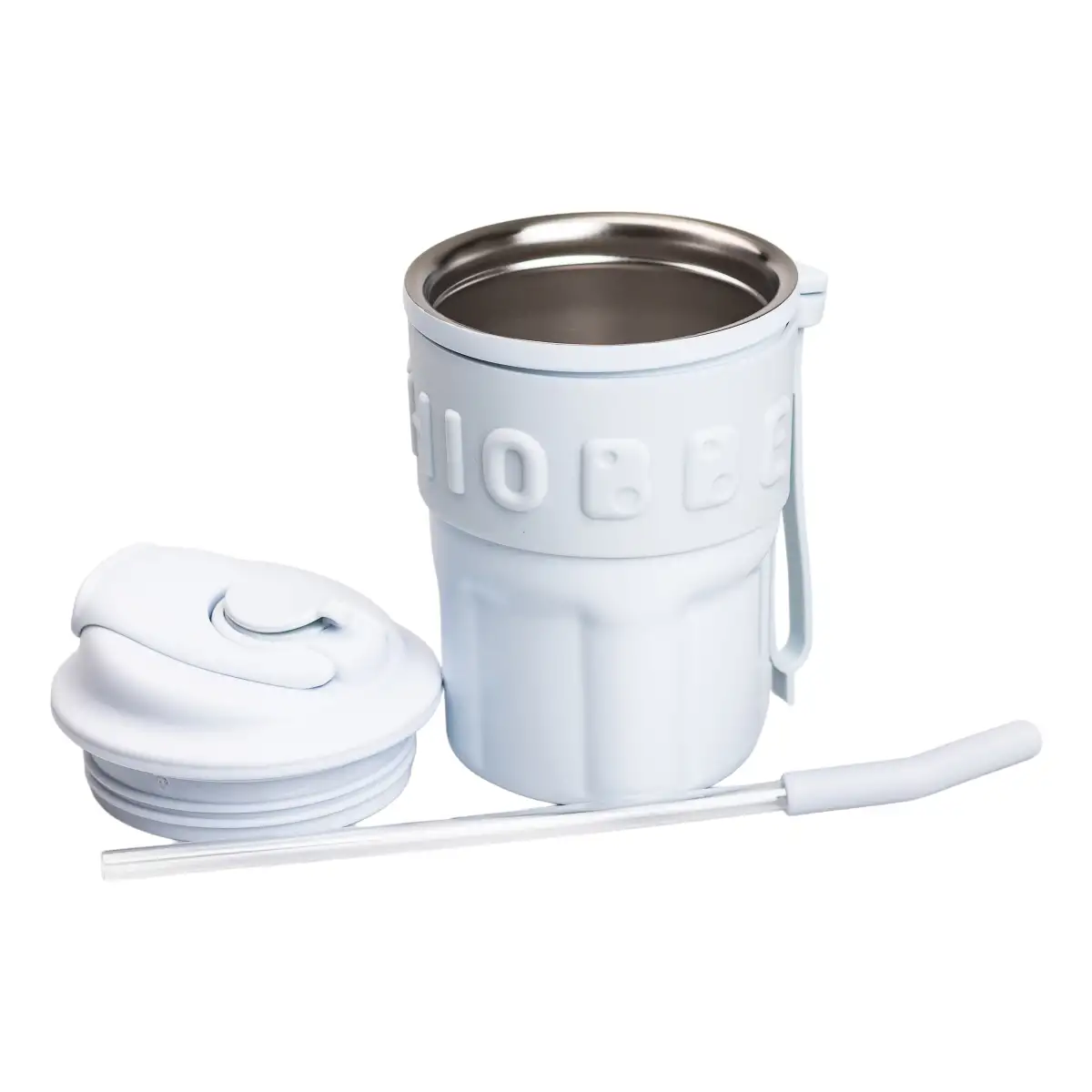 Термочашка Yiwu HP-14-18BL Chiobbe 450 мл з трубочкою із нержавіючої сталі Блакитний (118-107-HP-14-18BL) - фото 2