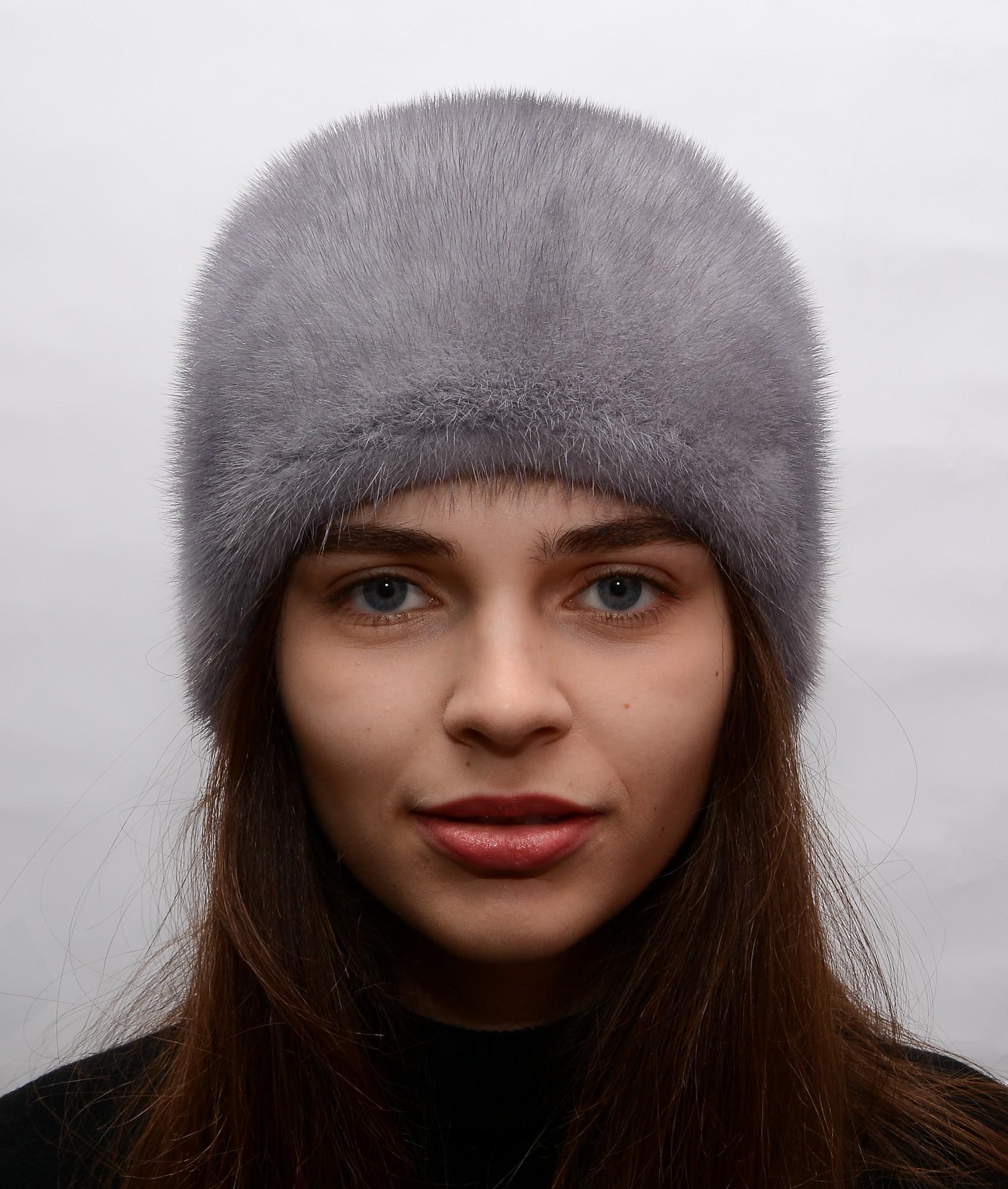 Женская кубанка Меховой стиль Бабочка из натурального меха норки M-L Сапфир (041/E)