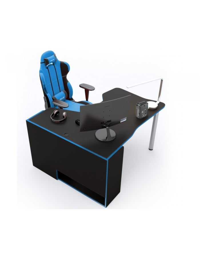 Геймерский стол ZEUS IGROK-TOR Черный/Синий - фото 3