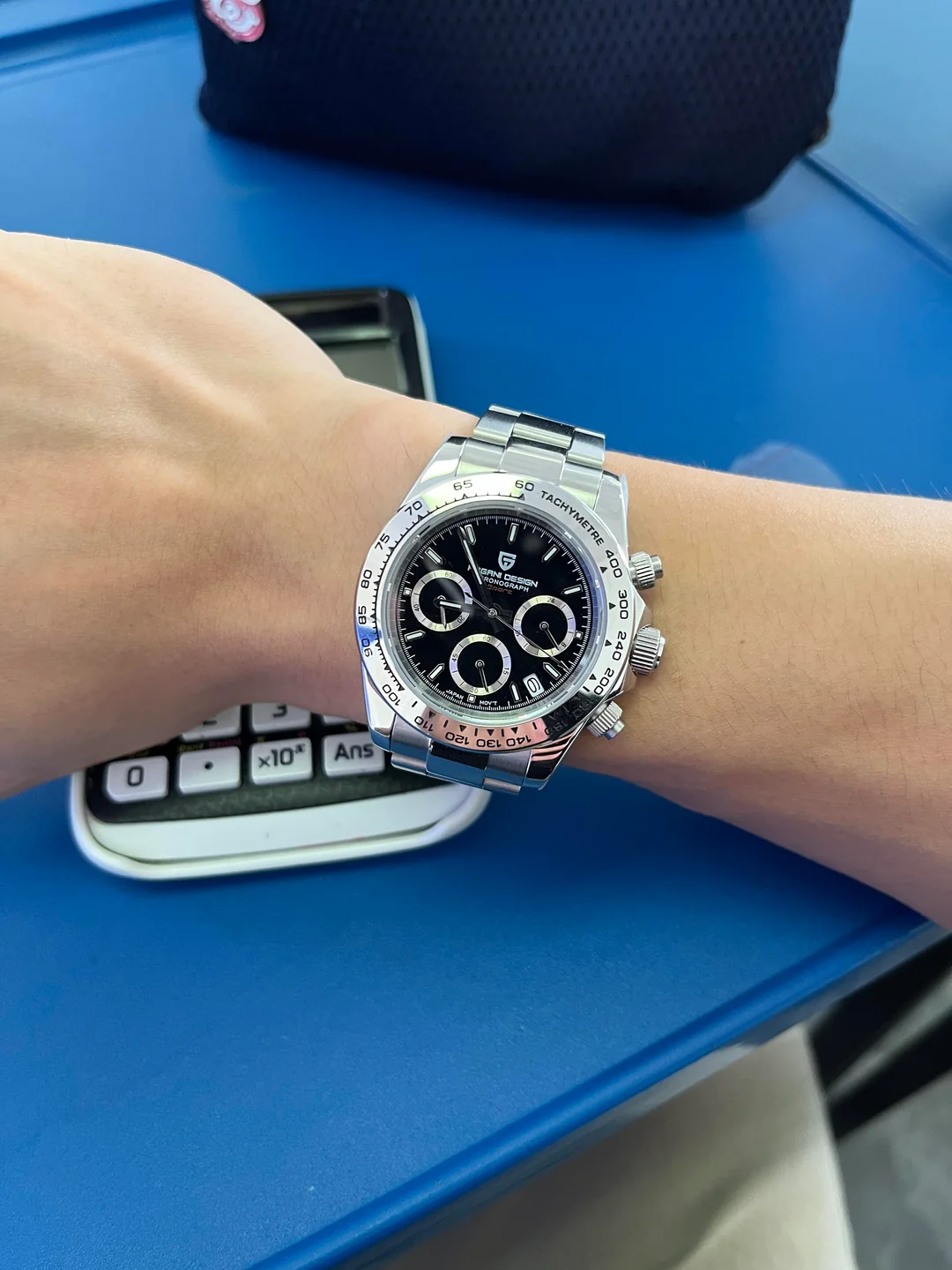 Наручний годинник чоловічий Pagani Design PD-1727 водонепроникний кварцевий з хронографом Silver/Black (22816035) - фото 7