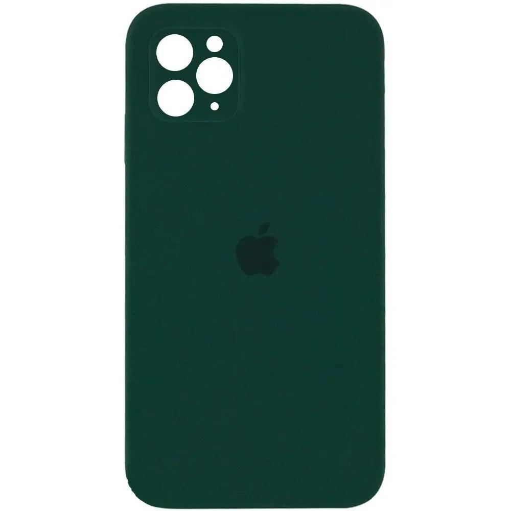 Силіконовий Чохол Накладка з Квадратними Бортиками Silicone Case для iPhone 11 Pro Hunter Green