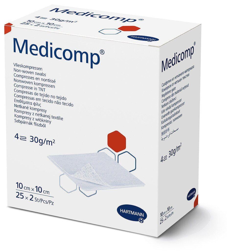 Стерильные салфетки Medicomp из нетканого материала 10х10 см 2х25 шт.