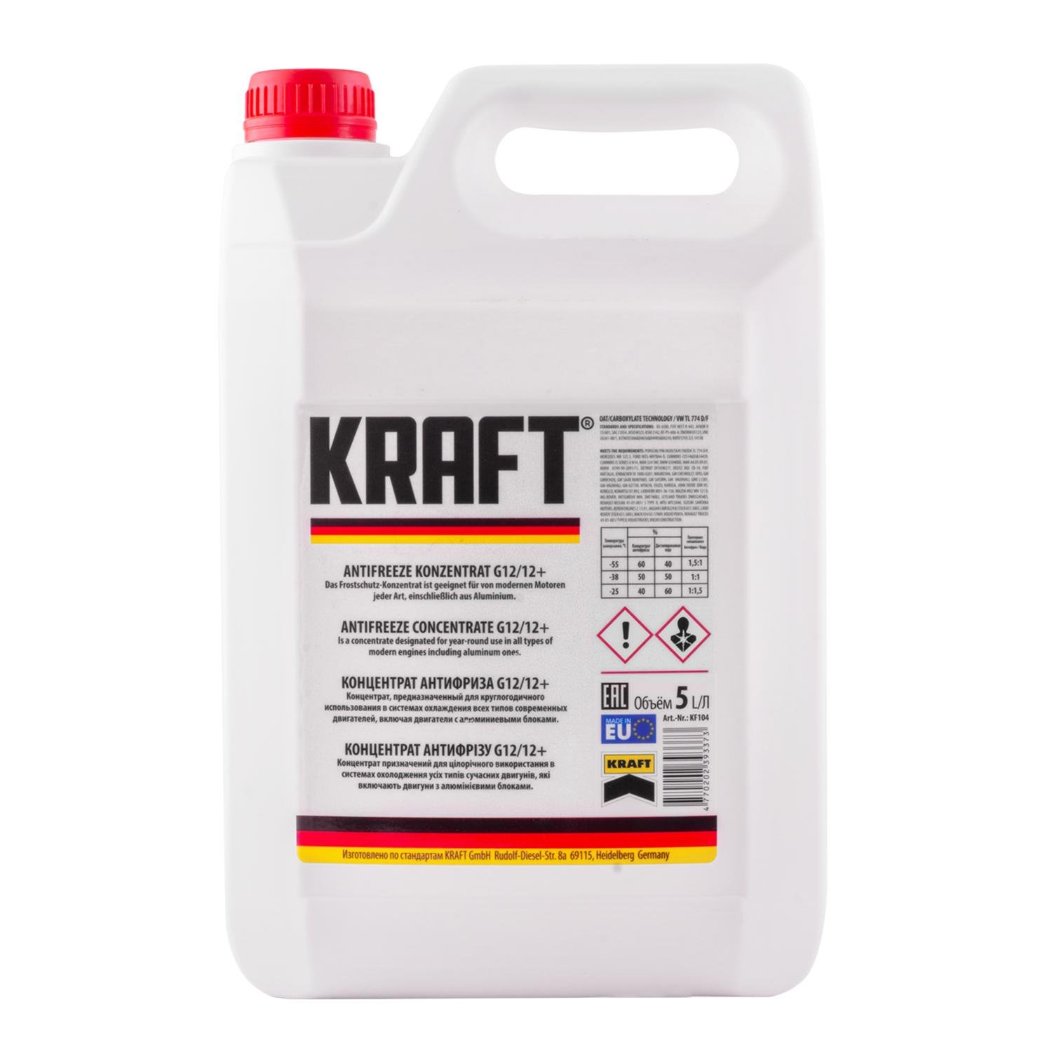 Антифриз концентрат KRAFT KF104 5 кг Червоний