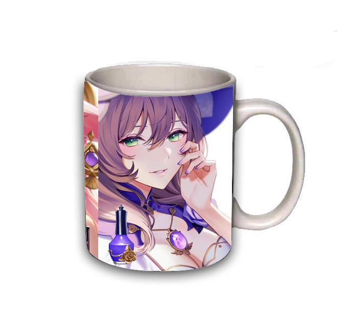 Чашка Лиза Яэ Мико и Е Лань Геншин импакт Белый (z1516)