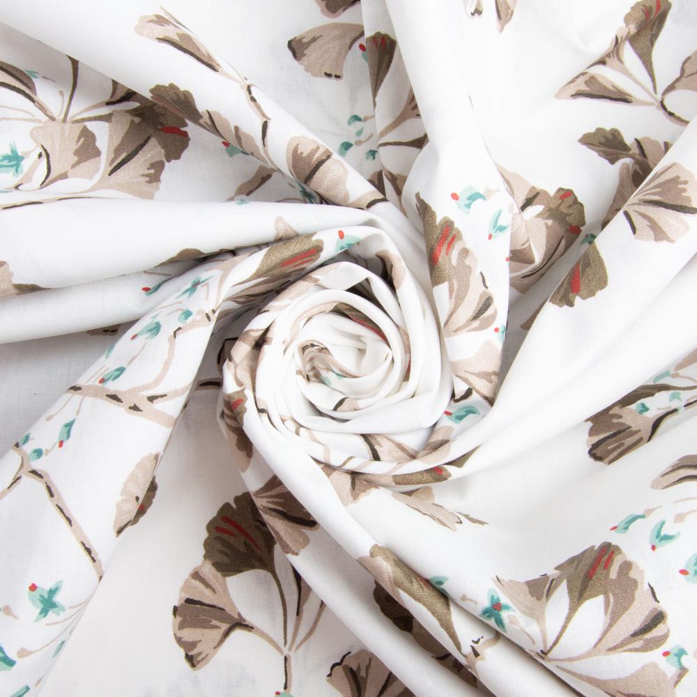 Ткань бязь ранфорс для постельного белья Вьюнок 130 гр/м2 240 см Кофейный (9.27731/21)