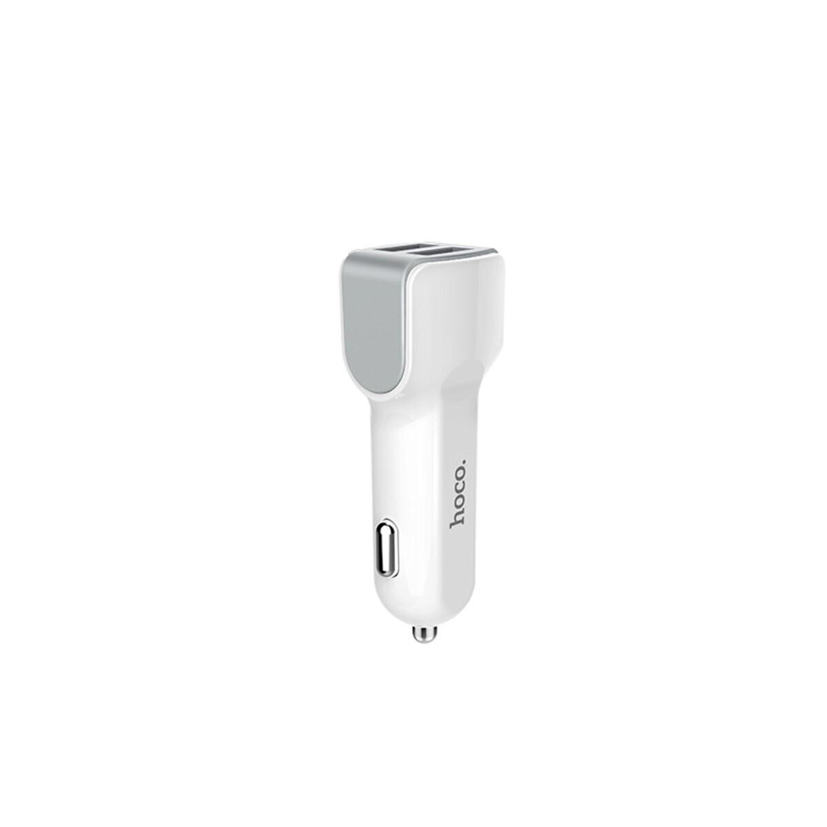 Зарядний пристрій автомобільний Hoco 2 USB Micro Z23 White (6957531078029)