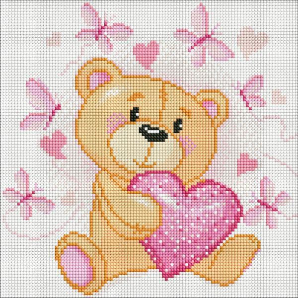 Алмазная мозаика на подрамнике Идейка Маленький мишка с голограммными стразами AB 30x30 см (Id-AMO7724)