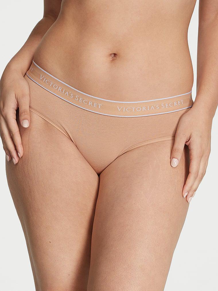 Трусики хлопковые Victoria's Secret Logo Cotton Hiphugger Panty S Бежевый (26688419)