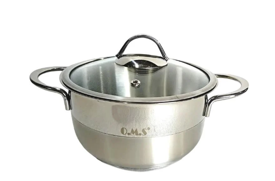 Каструля зі cкляною кришкою OMS з нержавіючої сталі для газу і індукціі 5,7 л (2050-5.7) - фото 2 Каструля зі cкляною кришкою OMS з нержавіючої сталі для газу і індукціі 5,7 л (2050-5.7) - фото 2