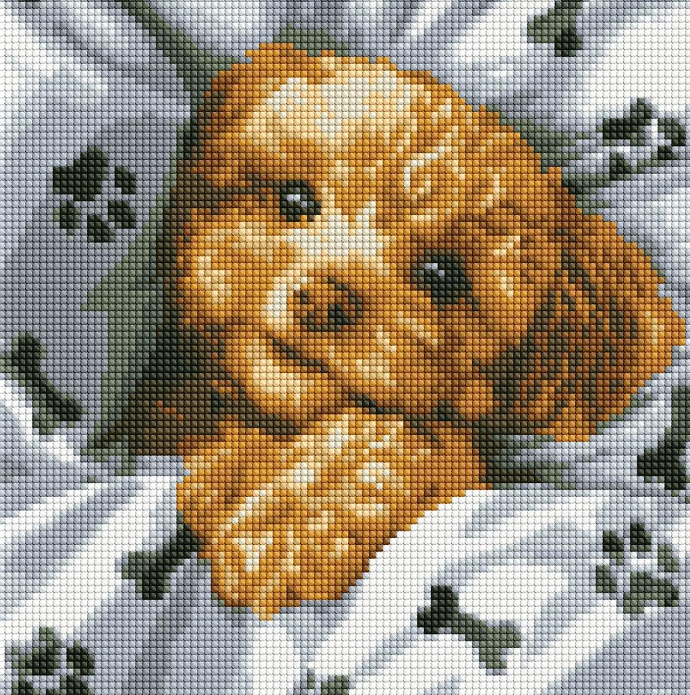 Алмазная мозаика Идейка Милый мальтип без подрамника 30х30 см