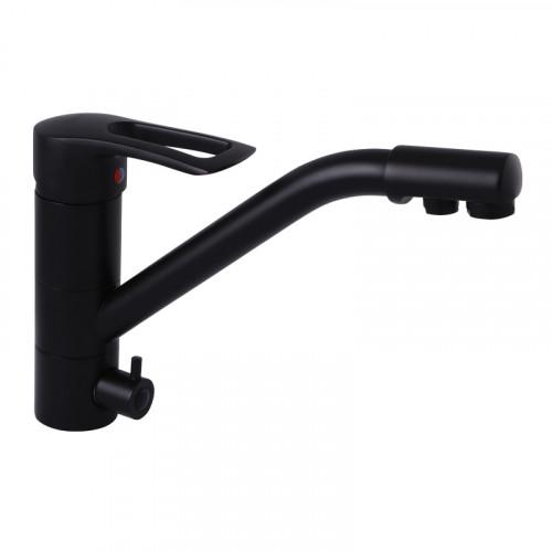 Смеситель для кухни Haiba HANSBERG 021 с выходом для питьевой воды Черный (HB3915)