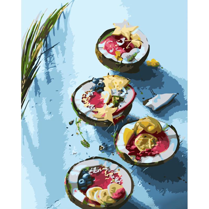 Картина по номерам Strateg Премиум Экзотический десерт с лаком 40х50 см (GS1316)