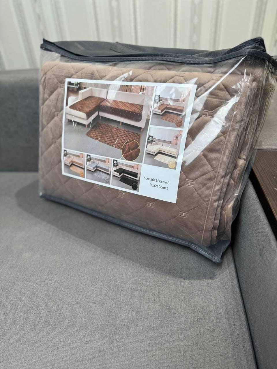 Комплект велюровий покривало на диван 90х210 см/накидки 2 шт. 90х160 см Капучино (П4К-am-divandek-0022) - фото 5 Комплект велюровий покривало на диван 90х210 см/накидки 2 шт. 90х160 см Капучино (П4К-am-divandek-0022) - фото 5