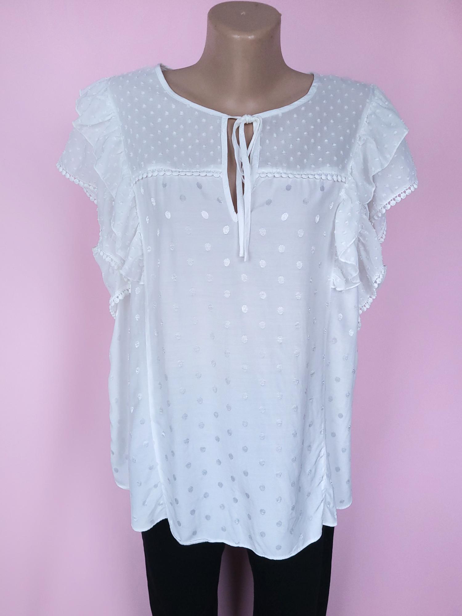 Блузка женская F&F 12235 в горошек 4XL Белый (54)