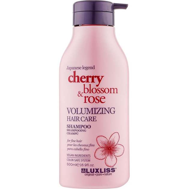 Шампунь для об'єму волосся Luxliss Cherry Blossom Rose Volumizing Hair Care 500 мл - фото 1