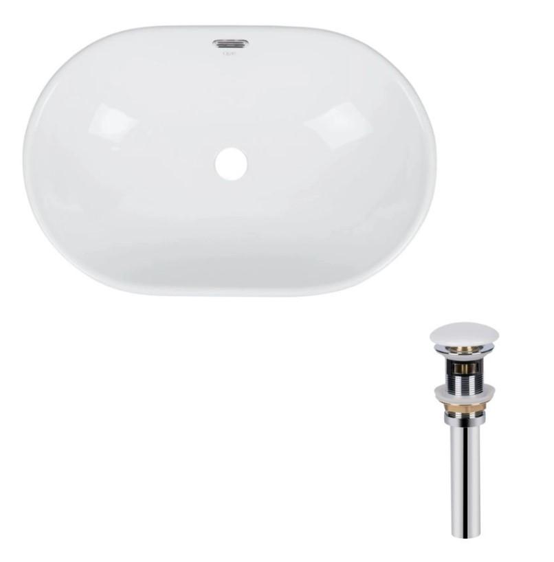 Раковина врезная овальная Qtap Leo 590x400x170 мм с донным клапаном PU02O White (QT11114028WN47292)