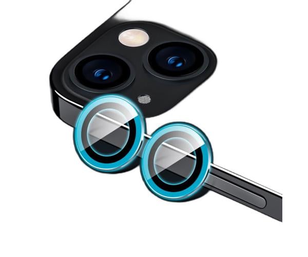 Люминисцентное гибкое стекло HD Camera Film на заднюю камеру для iPhone 14 / 14 Plus (светится в темноте) Голубой