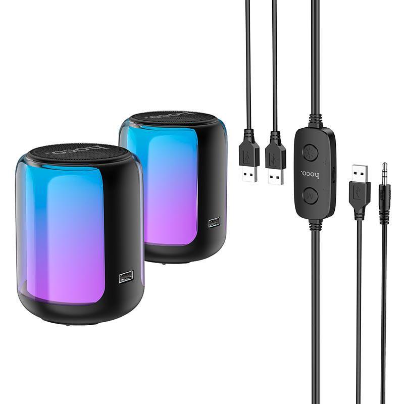 Портативная колонка Hoco Colorful BT Wired Computer Speaker BS56 BT5.2/AUX 2в1 Black (579468)