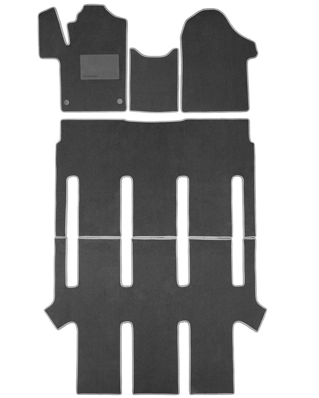 Коврики в салон для Mercedes EQV '19- 7 мест текстильные Серый  (236079)