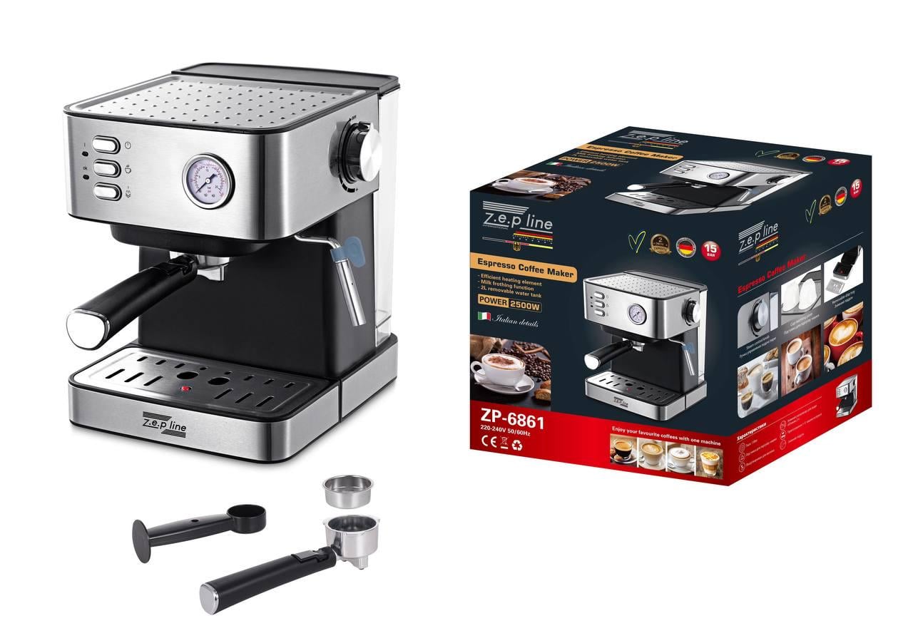 Кавоварка ZepLine ZP-6861 Barista для меленої кави з піноутворювачем 2500 Вт 15 бар 2 л (35983657)