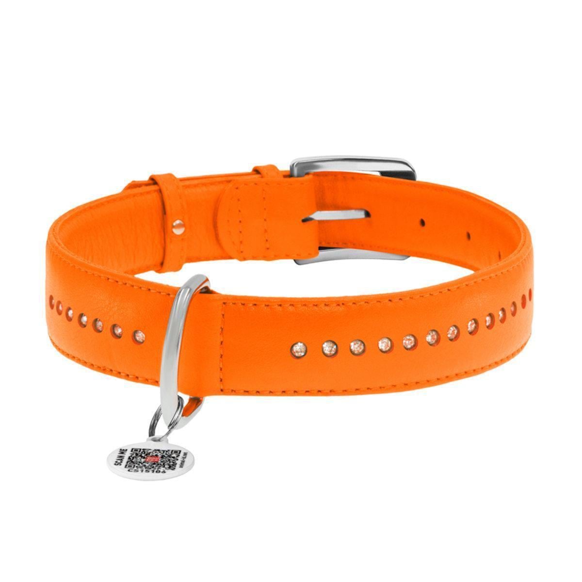 Ошейник для собак кожаный Waudog Glamour с QR паспортом/двойной со стразами XL 35 мм х 46-60 см Оранжевый (38824 Col) Ошейник для собак кожаный Waudog Glamour с QR паспортом/двойной со стразами XL 35 мм х 46-60 см Оранжевый (38824 Col)
