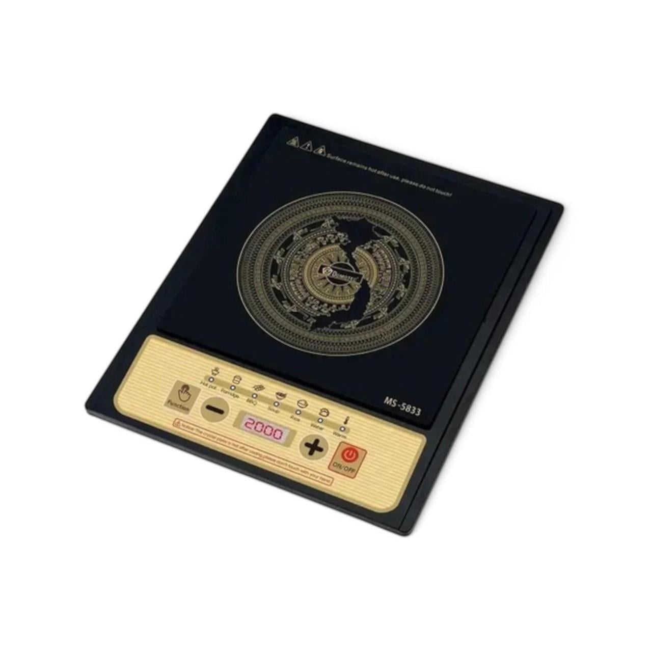 Настільна електроплита індукційна Domotec MS-5833 1 конфорка сенсорна з дисплеєм 2000 Вт Чорний (MX-00008057)