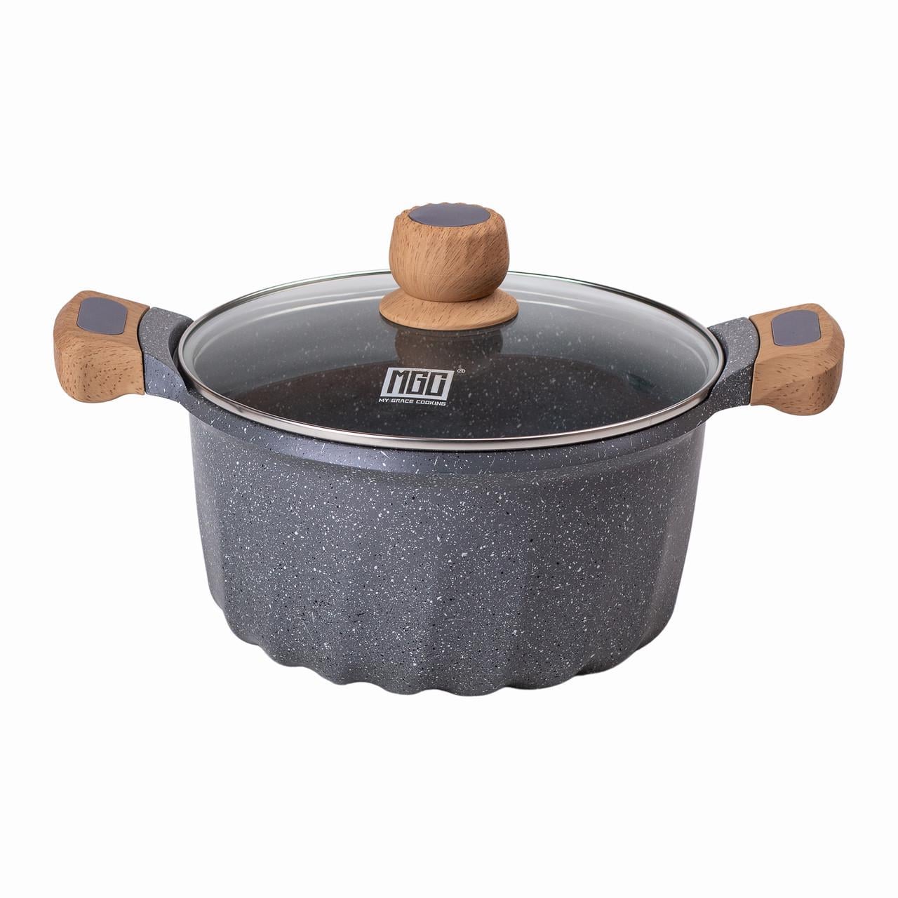 Кастрюля алюминиевая MGC HP-4-433G 5 л Ø 24 см с крышкой и мраморным антипригарным покрытием