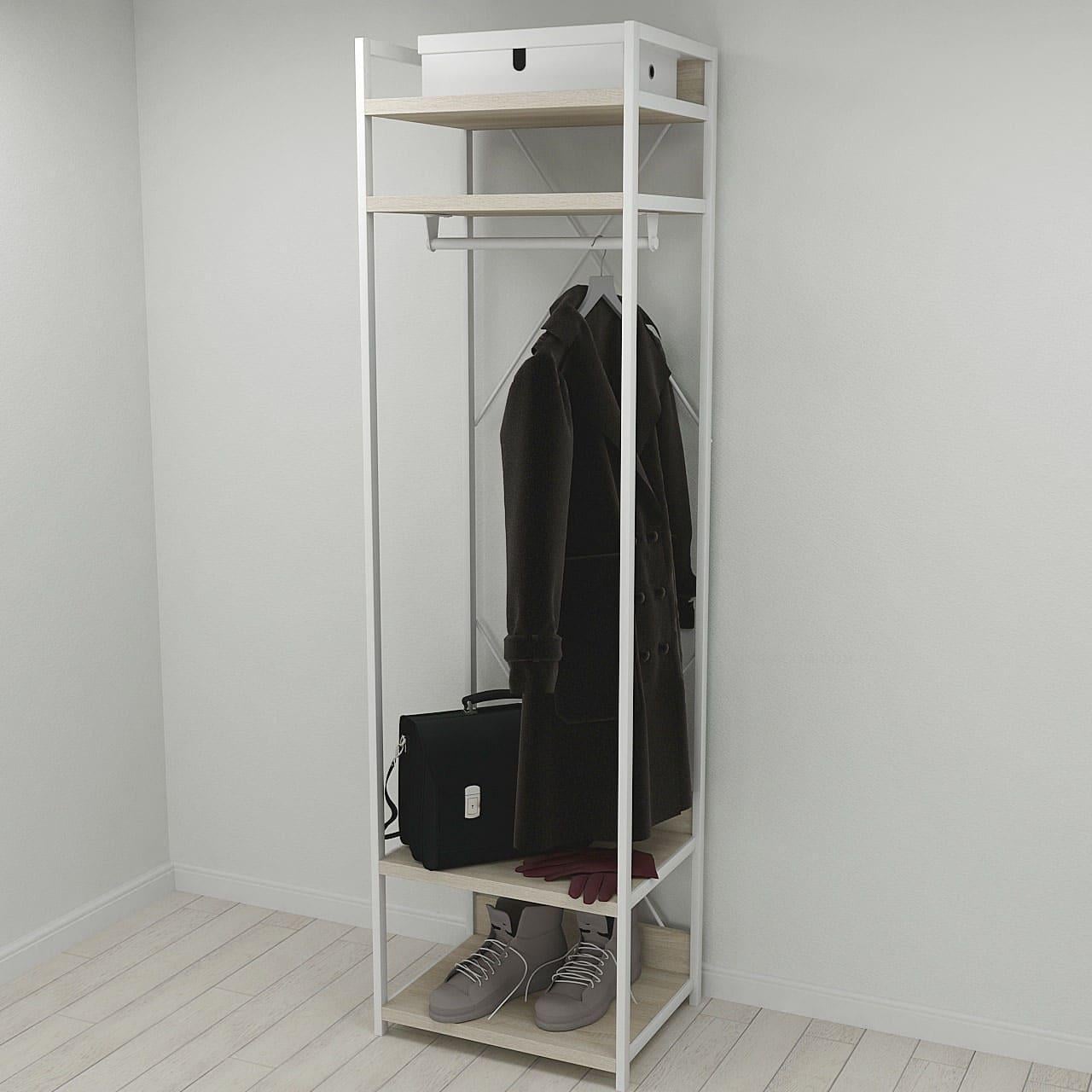 Шкаф Ferrum-decor Гардероб Уни секция 2 серии Конект металл/ДСП 32 мм 220x60x50 см Белый/Дуб Сонома (FRD-104545)