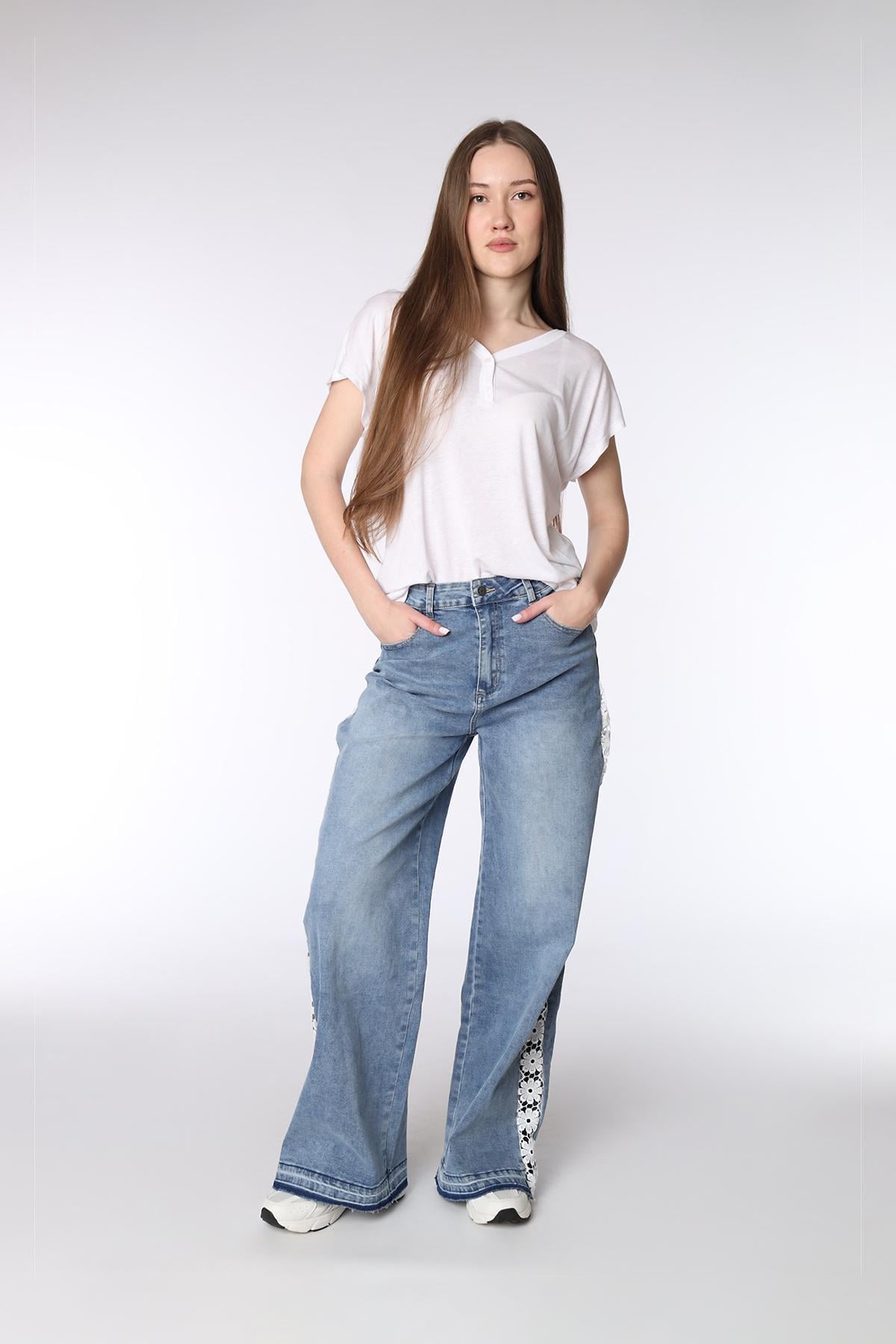 Джинси wide leg жіночі р. 48 Блакитний (ЦБ-00292064)