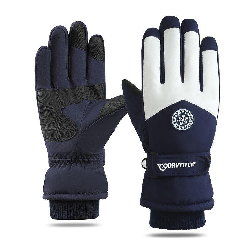 Термоперчатки зимние с флисовой подкаладкой Codrvtitly Синий с белым (KT60001333)