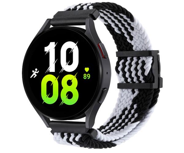 Ремешок Nylon Elastic Adjustment для Samsung/Amazfit/Huawei 20 мм Black/White