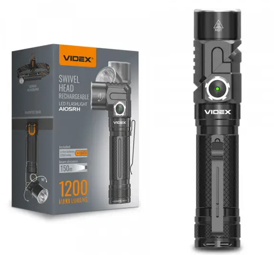 Ліхтар Videx VLF-A105RH 1200 Lm 5000K 1х18650 6P 12,7 cм (31539)