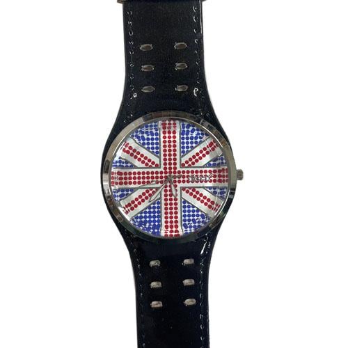 Наручний годинник 156 з дизайном Union Jack в стразах Чорний (29079632)
