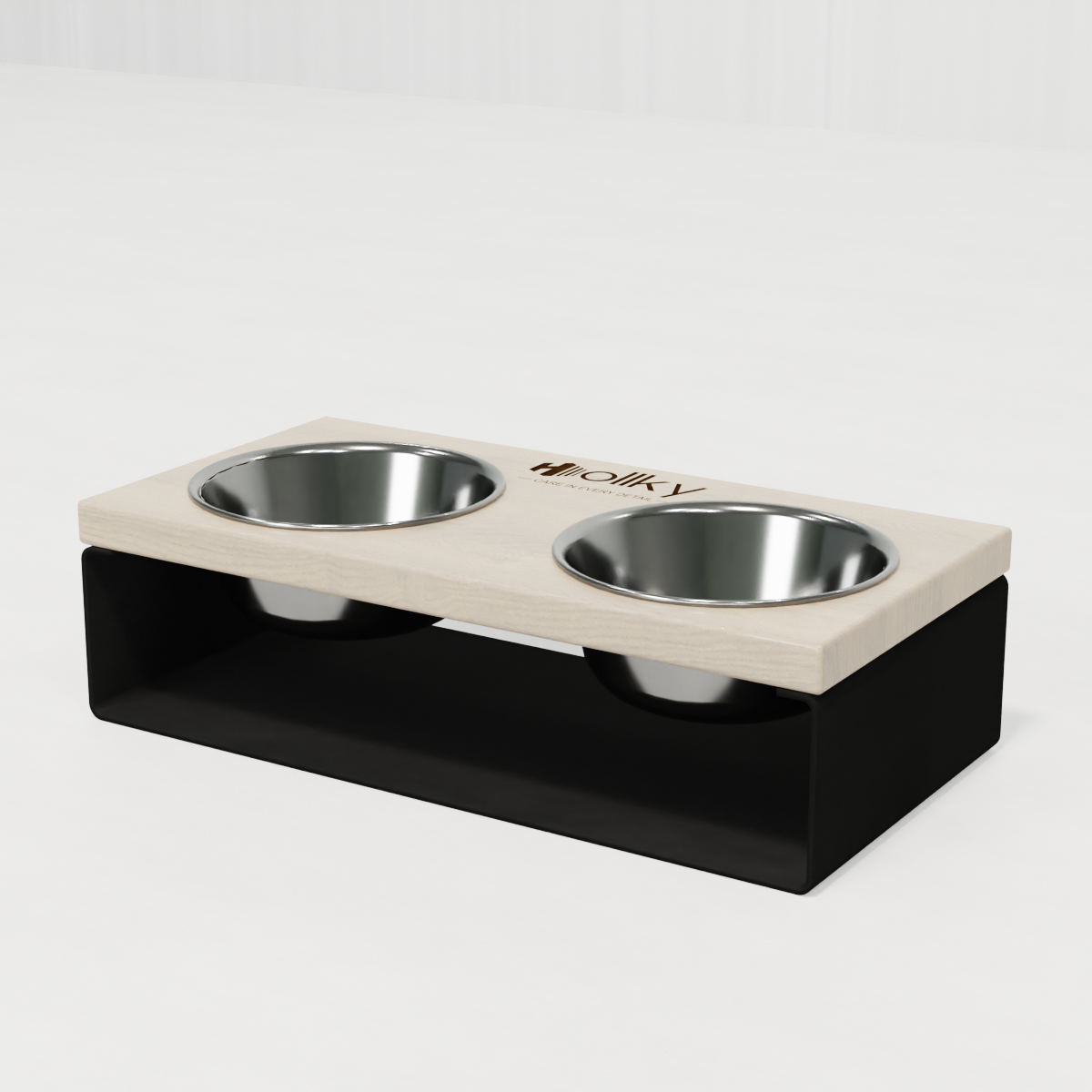 Миски на подставке из цельного металлического листа для собак и котов Hollky SteelWood S 2х0,45 л (SWS-36188-BLWH) - фото 3 Миски на подставке из цельного металлического листа для собак и котов Hollky SteelWood S 2х0,45 л (SWS-36188-BLWH) - фото 3