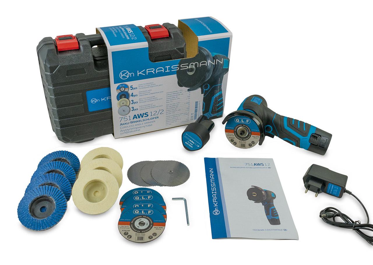 Мініболгарка Kraissmann 751 AWS 12/2 акумуляторна (29294794) - фото 4 Мініболгарка Kraissmann 751 AWS 12/2 акумуляторна (29294794) - фото 4