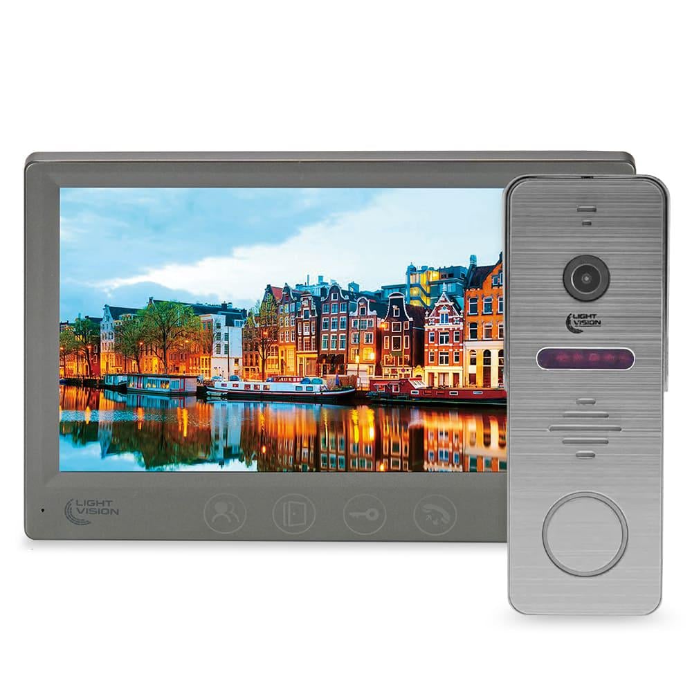 Комплект видеодомофона Light Vision AMSTERDAM FHD 7" Grey и видеопанель RIO FHD Grey (82-00237-82-00216)