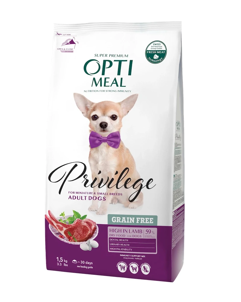 Корм сухой Optimeal Optimeal Privilege Grain Free Dogs Small Breeds для взрослых собак с ягнятиной 1,5 кг