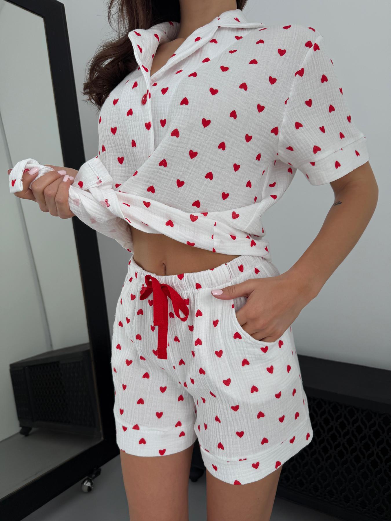Пижама женская муслиновая COSY Сердца XL Красный/Белый (M252PS1) - фото 5
