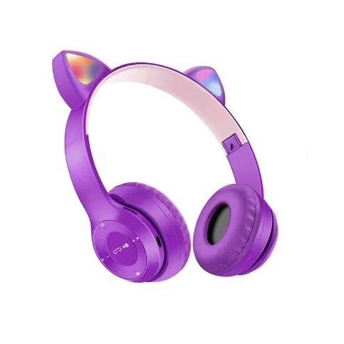 Навушники бездротові P47М з котячими вушками і LED підсвічуванням Фіолетовий (50013)