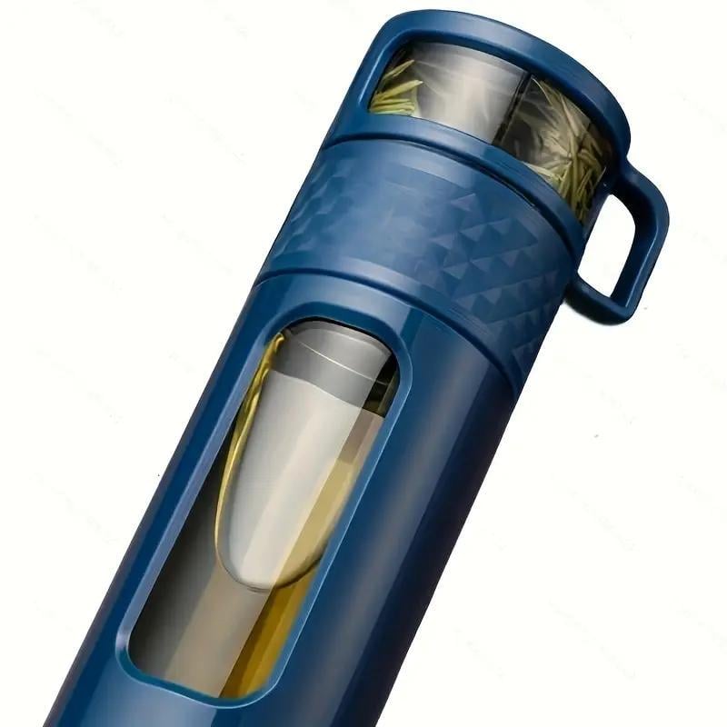 Колба-заварник для чая стеклянная с двойными стенками/ситечком и крышкой 600 мл (118991) - фото 3