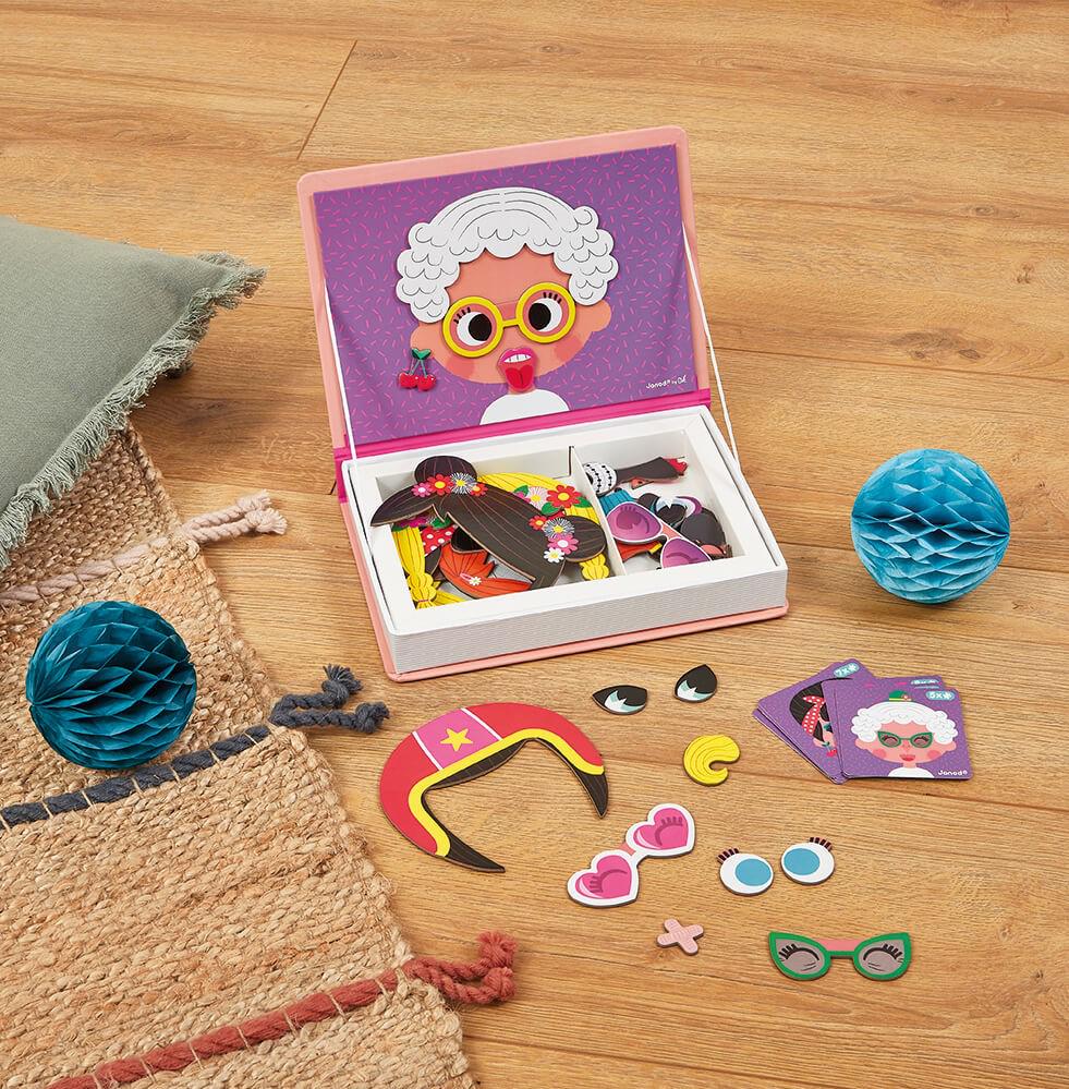 Книга учебная магнитная Janod Смешные лица девочек 65 элементов (J02717) - фото 7