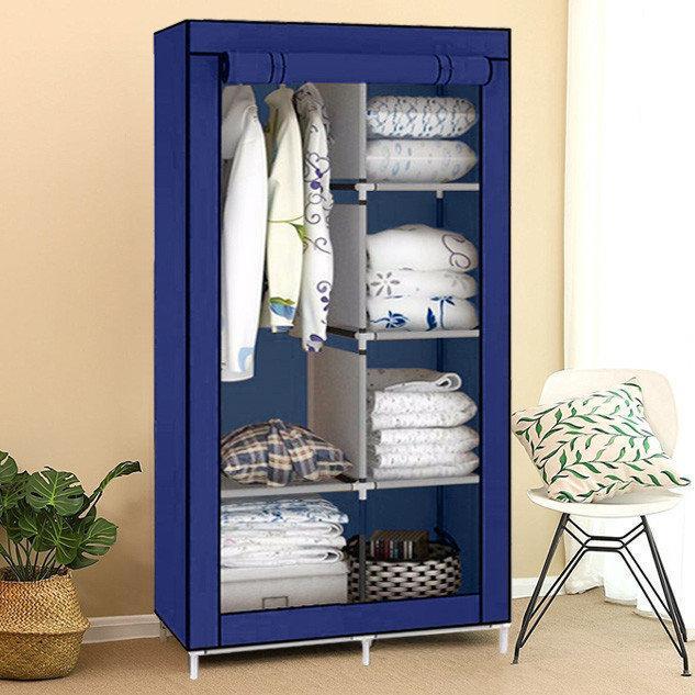 Шафа текстильна розкладна HCX Storage Wardrobe на 2 секції 90x45x170 см Синій - фото 1