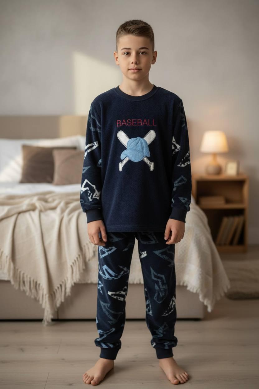 Пижама для мальчика теплая на полар-флисе Mini Moon Baseball 134 см Синий (3139-5931) Пижама для мальчика теплая на полар-флисе Mini Moon Baseball 134 см Синий (3139-5931)