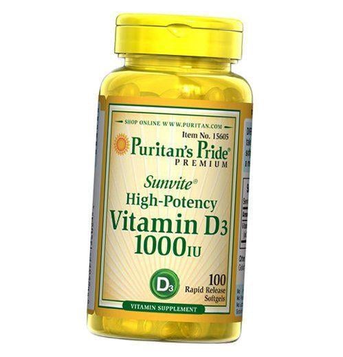 Вітамін Д3 Vitamin D3 1000 Puritan's Pride холекальциферол 100 капс. (36367049)