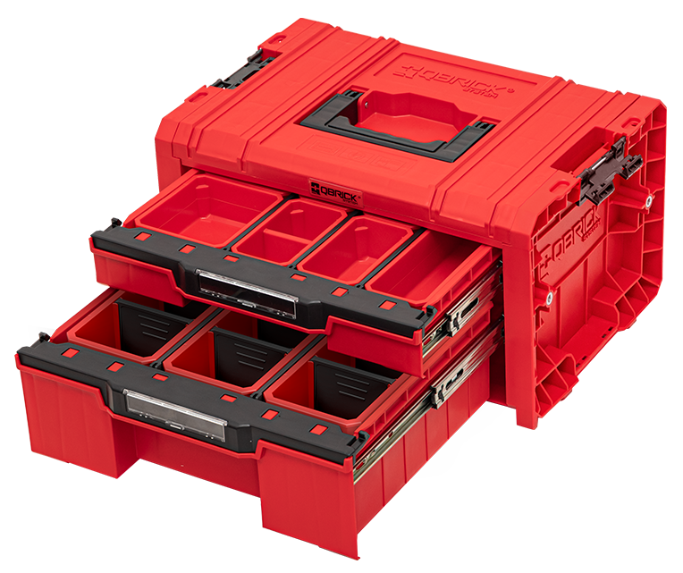 Ящик для инструмента Qbrick System PRO Drawer 2 Toolbox 2,0 RED Expert RED модульный с разделителями 450х310х244 мм