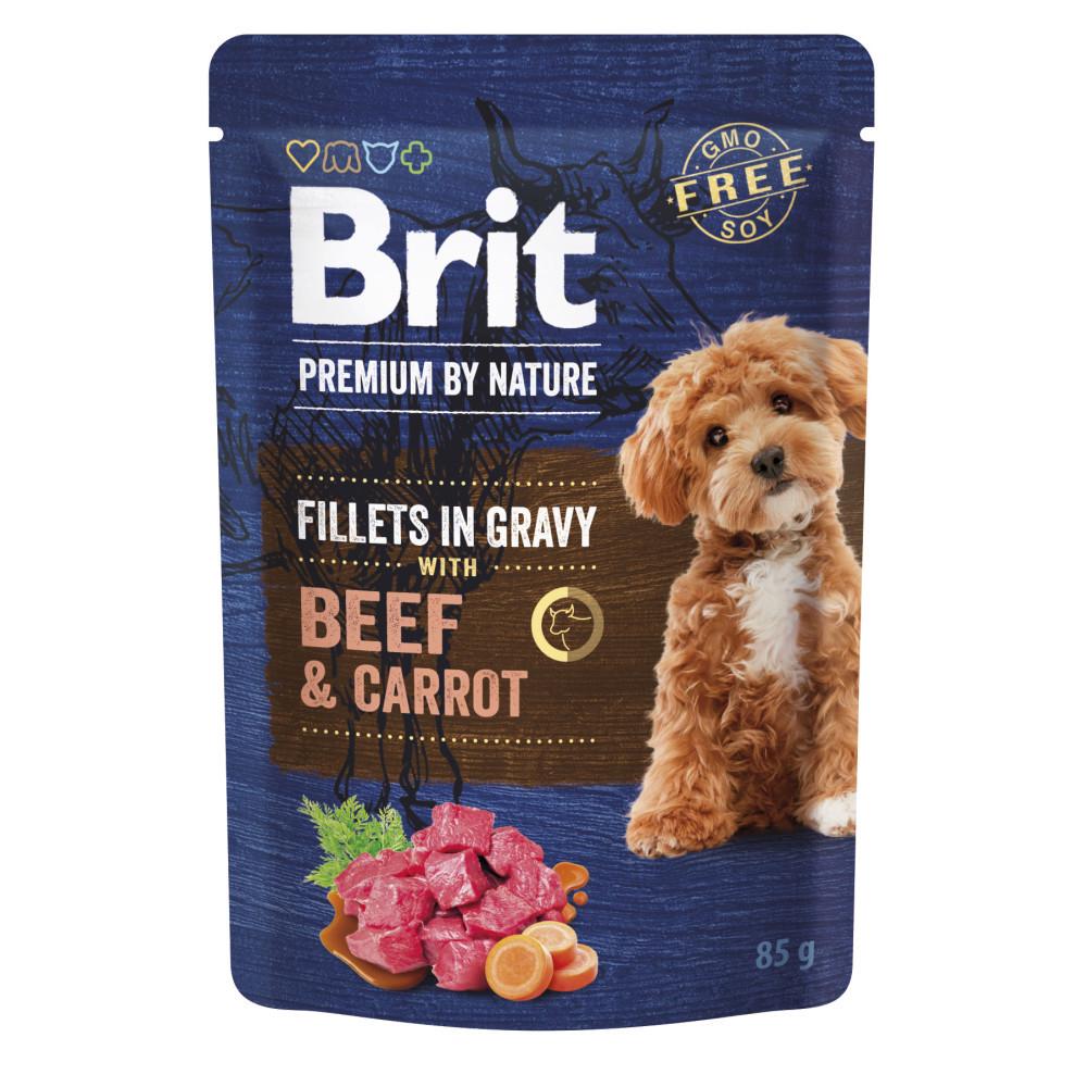 Корм влажный Brit Premium Fillets in Gravy Beef & Carrot для собак малых пород филе в соусе говядина и морковь 85 г (8595602572441)