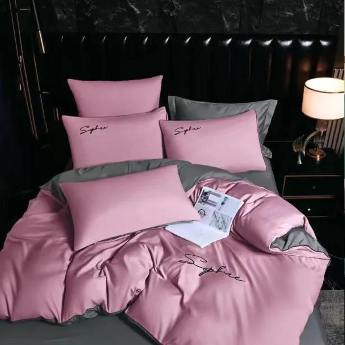 Комплект постільної білизни Koloco Sophae сатин євро Рожевий (41880)