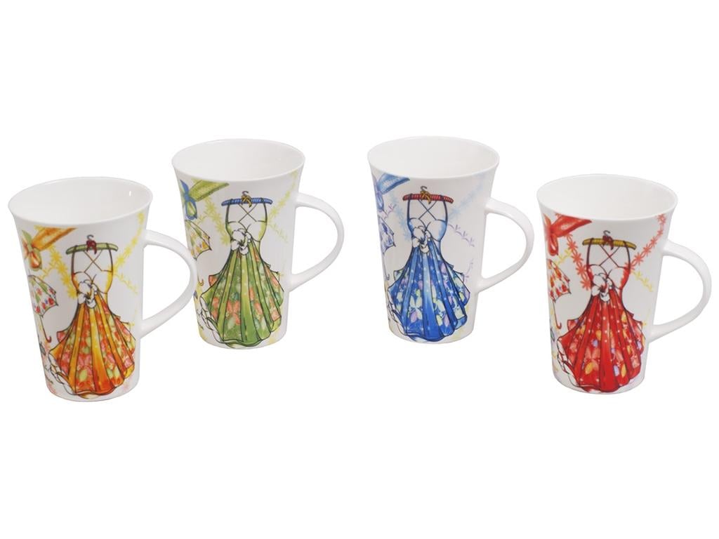 Чашка Платье 4 дизайна 380 мл набор 4 шт. (BDI-335-46)