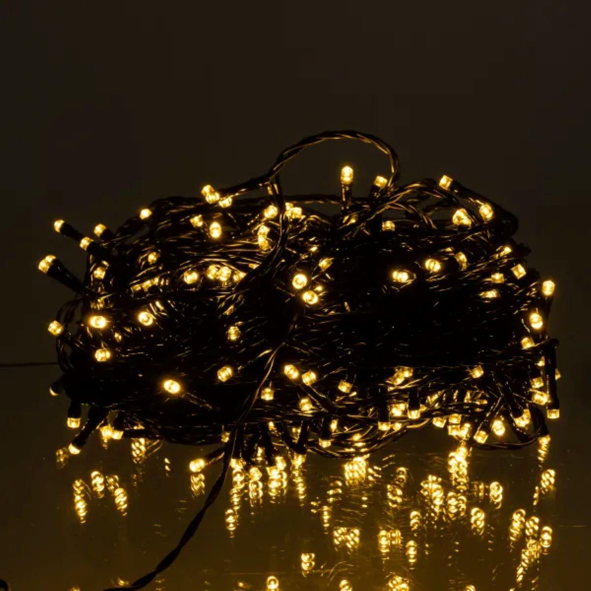 Гирлянда новогодняя уличная 30 м 300 LED с солнечной батареей черный провод Желтый (SB300L30MBY)