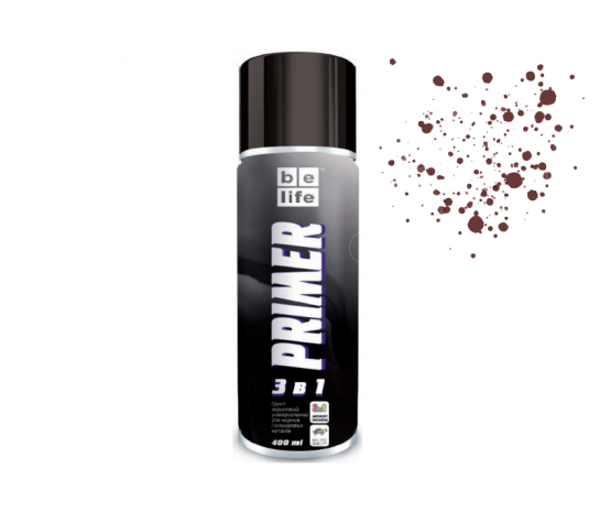 Ґрунт для чорних і кольорових металів Belife 3в1 акриловий антикорозійний 400 мл Червоно-коричневий